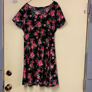 Joe Boxer black dress with pink/ red roses.